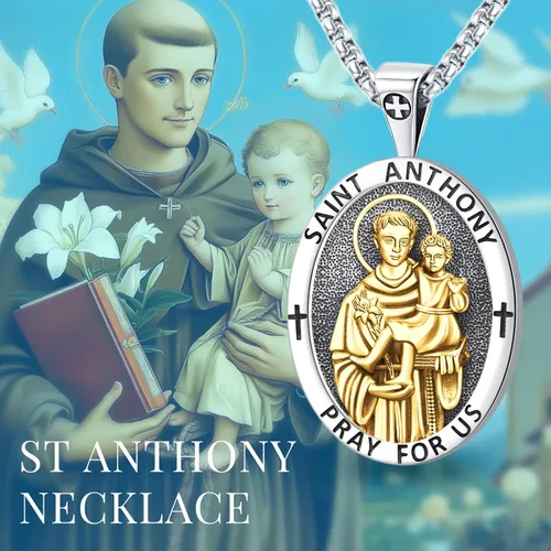 Miniatura 136 de Eusense San Miguel San Cristóbal San Benito San Judas Virgen María Collar chapado en oro 925 joyería religiosa para hombres y mujeres, collar