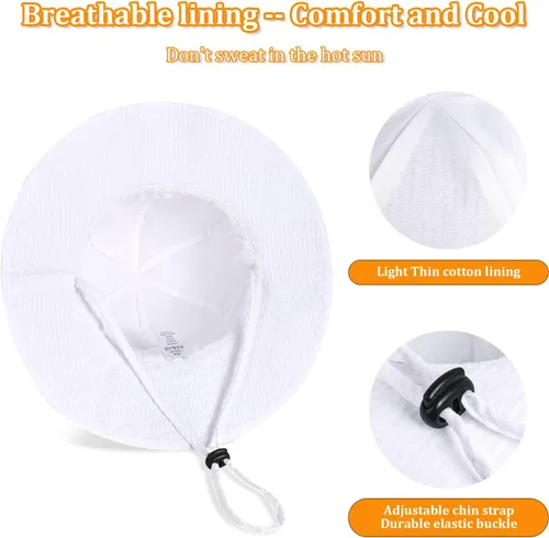Miniatura 8 de Sombrero de sol para bebé niña con UPF 50+ sombrero de playa ajustable para exteriores con ala ancha