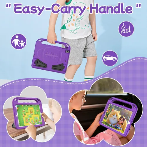 Miniatura 4 de BMOUO Funda para niños para iPad de 9ª/8ª/7ª generación (iPad de 10.2 pulgadas, 2021/2020/2019), con protector de pantalla integrado, soporte