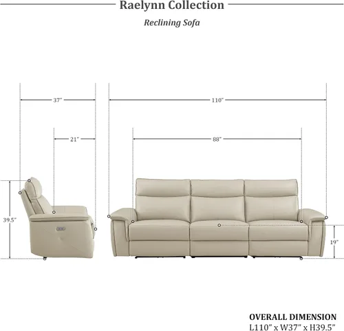 Miniatura 2 de Lexicon Raelynn Power - Sofá reclinable doble, color gris pardo gris topo