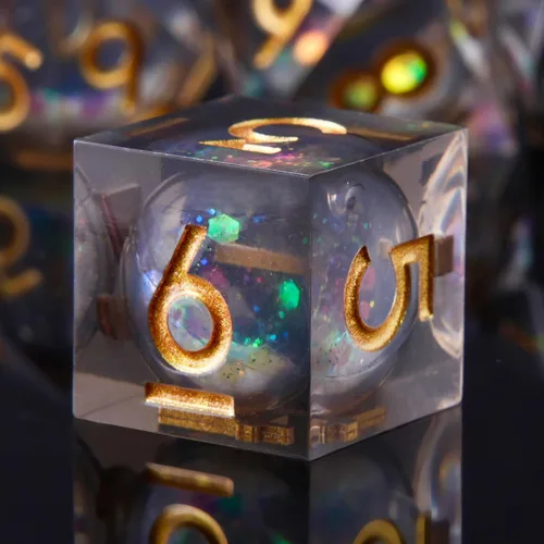 Miniatura 13 de DND Juego de dados de 8 piezas con ojo de dragón extra D20-Beholder's Eye Liquid Core Sharp Edge Resina poliédrica hecha a mano 2 × D20 D4 D6 D8 D10