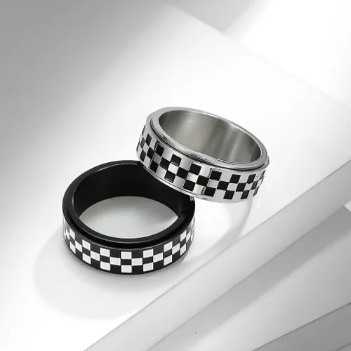 Miniatura 3 de Anillos giratorios de acero inoxidable de 0.315in, color negro, blanco, para mujeres, hombres, niños, adolescentes, niñas, delicados anillos