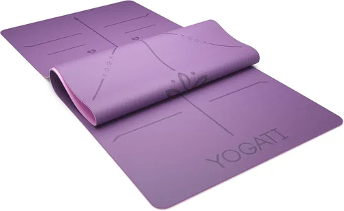 Miniatura 3 de YOGATI® Esterilla de Yoga con Correa con Líneas de Alineación. Esterilla de Entrenamiento en Casa para Mujeres, Hombres y Niños. Esterilla de Yoga