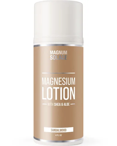 Miniatura 7 de Magnum Solace Loción de magnesio, súper concentrada, fabricada con aloe y karité, para calambres en las piernas, dolores musculares