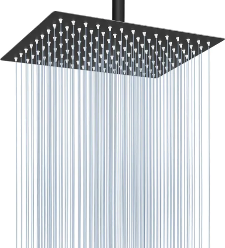 Miniatura 19 de Voolan - Regadera tipo lluvia de metal, cuadrada, de alto flujo, cobertura de cuerpo completo en cascada, montaje universal para techo o pared