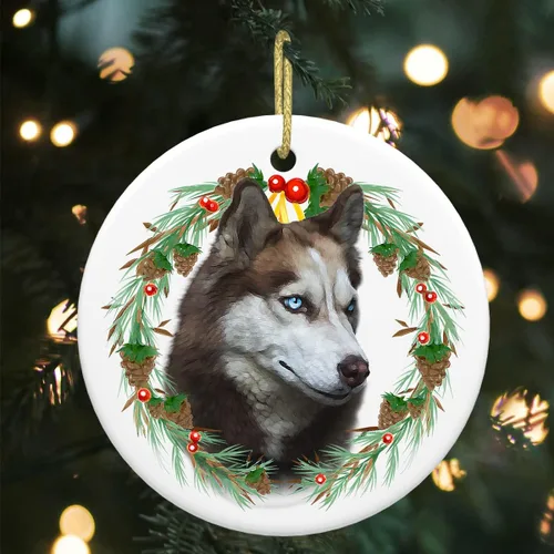 Miniatura 16 de Colgante de perro esquimal americano de 3 pulgadas para decoración de árbol de Navidad, bonito adorno de día festivo para cachorros, regalos