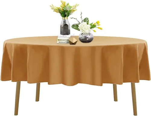 Miniatura 124 de Mantel de poliéster lavable de 90 pulgadas, resistente a las manchas y a las arrugas, mantel decorativo para mesa de comedor, fiestas de bufé y Negro