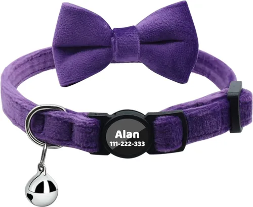 Miniatura 23 de Collares personalizados de gato con campana de lazo, liberación rápida, impresión HD, collares de gatito personalizados para niñas y niños