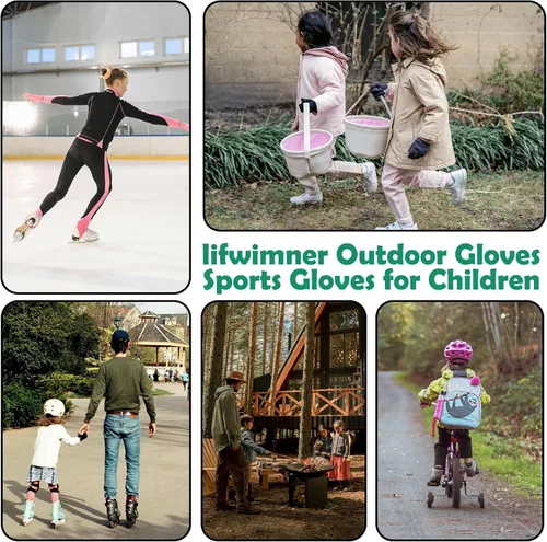 Miniatura 6 de Guantes de ciclismo de invierno para niños y niñas, guantes de ciclismo para pantalla táctil, impermeables, térmicos, guantes deportivos para niños