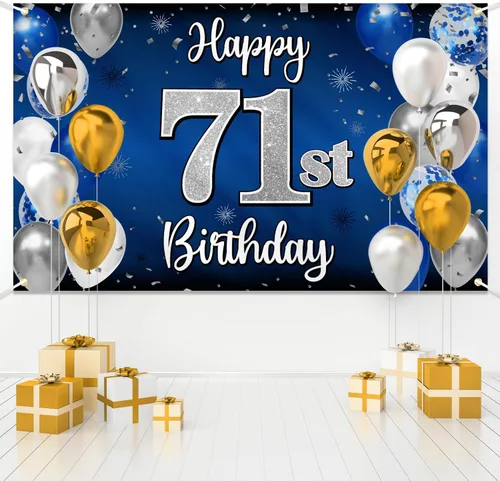 Miniatura 124 de Decoración de feliz cumpleaños 35, globo azul y plateado de 35 años, cartel grande de telón de fondo de cumpleaños, suministros para fiesta de 35th