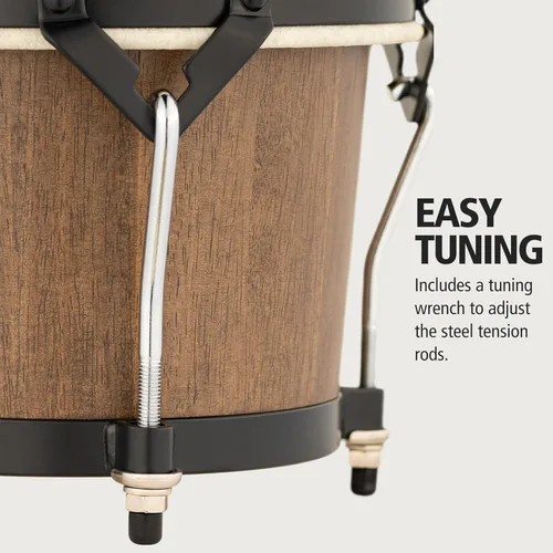 Miniatura 5 de Meinl Percussion HTB100WB-M Headliner Traditional Designer Series Bongos de madera, marrón nogal
