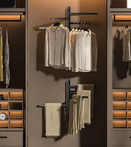 Miniatura 5 de Toalleros para baño, toallero giratorio autoadhesivo montado en la pared, soporte para toallas de baño de 4 barras para toallas enrolladas pequeñas
