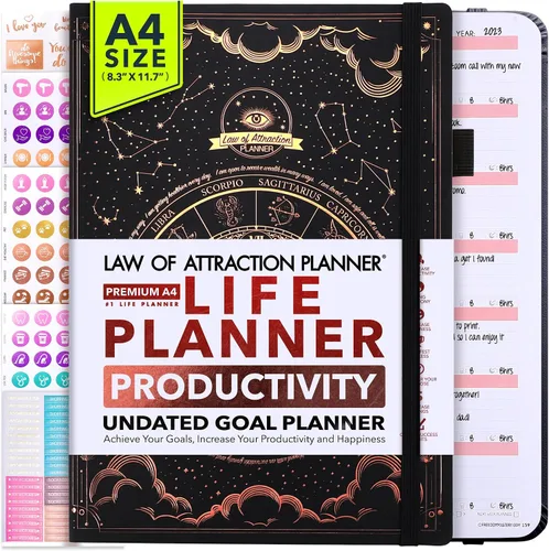 Miniatura 15 de Planificador de Vida - Agenda Semanal y Mensual Sin Fecha, Viaje de 12 Meses para Aumentar la Productividad Diario de Gratitud, Organizador
