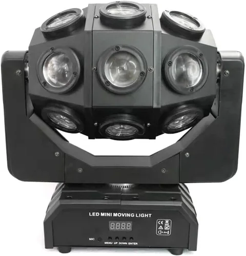 Miniatura 10 de Luz LED de cabeza móvil de 150 W, 4 en 1, RGBW, 12 luces LED de escenario giratorias, DMX512, activadas por sonido, luces de haz de DJ, luz