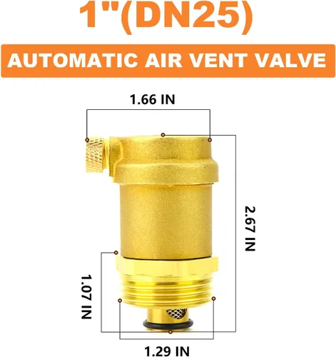Miniatura 2 de GASHER Válvula automática de ventilación de aire, válvula de liberación de aire DN15 de 1 pulgada, válvula de purga de aire de latón, para 1 pieza