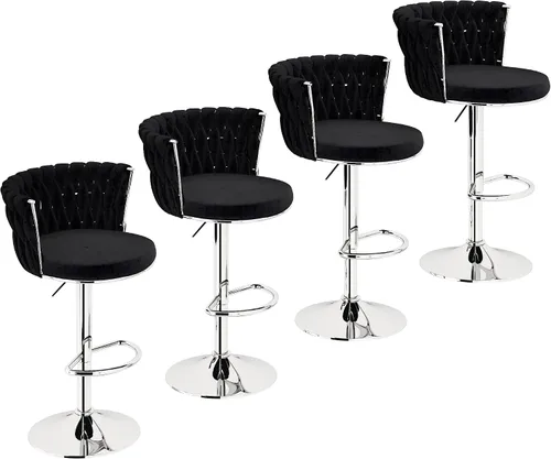Miniatura 11 de Lamerge Juego de 2 taburetes de bar de terciopelo, sillas de bar giratorias modernas, taburetes de bar de cocina, taburetes de bar ajustables, Gris