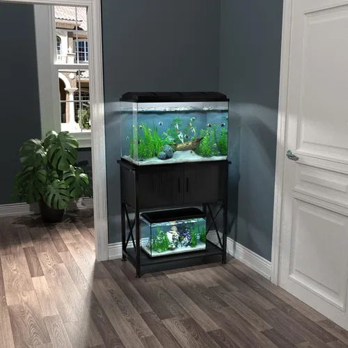 Miniatura 3 de Soporte para pecera de 20 galones, soporte de metal para acuario de 20 galones con almacenamiento de gabinete, mesa de 28.7 pulgadas de largo x 16.5