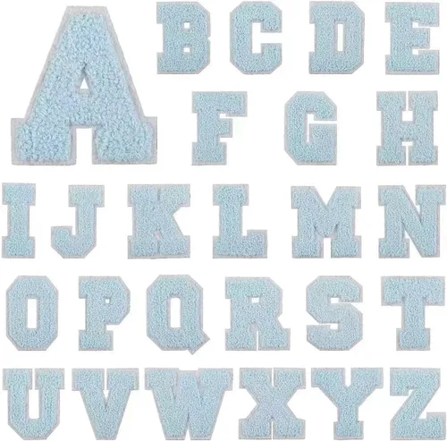 Parche de letras de chenilla para planchar, parche de letras universitarias de felpilla para planchar, 26 parches del alfabeto universitario de la A