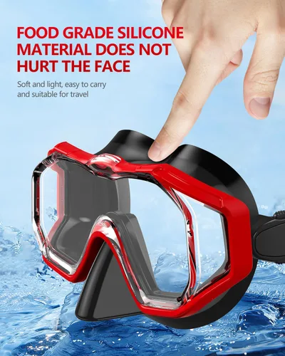 Miniatura 6 de WSTOO Adults Swim Goggles with Nose Cover to Prevent Water Inhaling, Anti-Fog Swimming Mask for Youth Men Women Negro+negro rojo