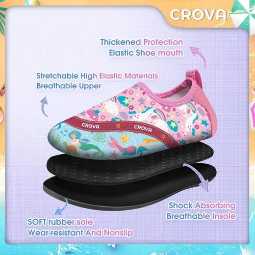 Miniatura 2 de CROVA Zapatos de agua para niños pequeños, calcetines acuáticos de secado rápido, antideslizantes, zapatos deportivos para niños y niñas pequeños
