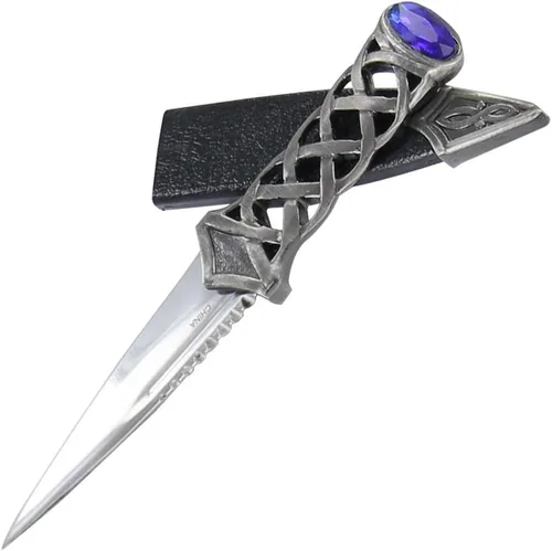 Miniatura 4 de Armory Replicas Cuchillo de daga de acero trenzado celta escocés tradicional medieval de piedra Sgain Dubh Gema azul - Punta de aguja