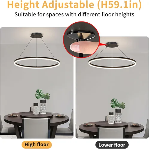 Miniatura 4 de Mikeru Lámpara LED moderna, lámpara colgante de techo con control remoto de 3000 a 6500 K, luz de temperatura de color ajustable para sala de estar