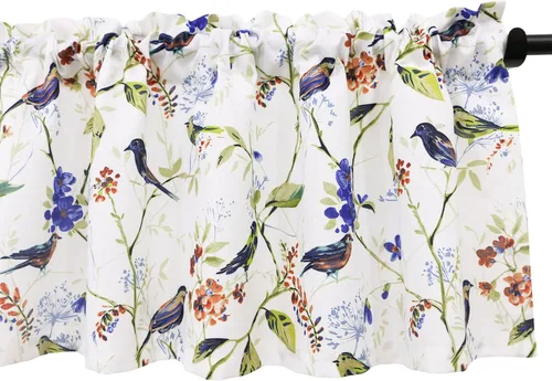 Miniatura 17 de Leeva - Cortinas pequeñas con estampado de pájaros, 24 pulgadas de largo, conjunto de paneles para ventanas, diseño de estampado de pájaros