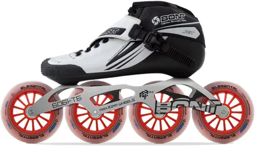 Miniatura 2 de Bont Patines de velocidad Jet en línea, vegano, paquete de carreras moldeables por calor con bota de fibra de carbono, ruedas elementales