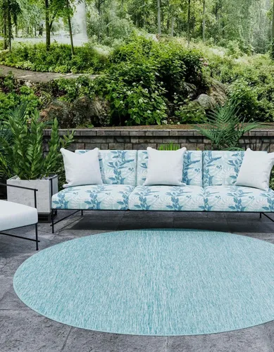 Miniatura 124 de Unique Loom Collection Alfombra de Área Plana Casual de Transición Sólida Jaspeada para Interiores/Exteriores (Pasillo 2' x 6' 1", Azul/Azul Marino)