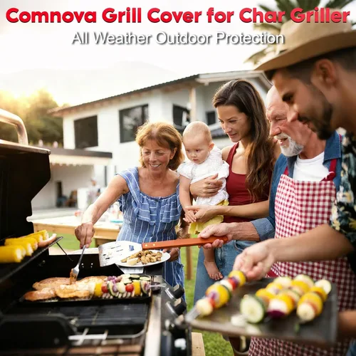 Miniatura 8 de Comnova Cubierta de Parrilla para Char Griller de 3 Quemadores de Combustible Dual – Cubierta de Ahumador 600D para Char Griller, Cubierta