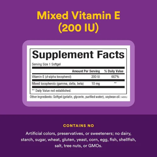 Miniatura 4 de Natural Factors Vitamina E mixta de 134 mg (200 UI) – Suplemento antioxidante para apoyo cardiovascular – Sin ingredientes artificiales – Sin