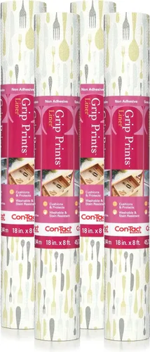 Con-Tact Brand Grip Prints - Forro para estantes, revestimientos duraderos y no adhesivos, forro antideslizante para cajones y gabinetes, 18 x 8