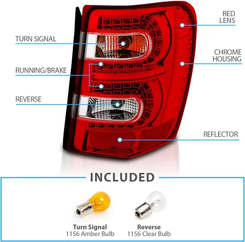 Miniatura 5 de AmeriLite Luces traseras LED rojas/transparentes de repuesto para Jeep Grand Cherokee 1999-2004 - Lado del conductor y del pasajero Rojo