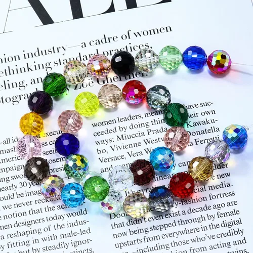Miniatura 7 de Dowarm 150 PIEZAS Cuentas de cristal de vidrio redondas de 6 mm para hacer joyas, cuentas facetadas de cristal rondelle espaciadoras de color azul