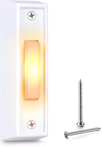 Miniatura 13 de Saillong 1 botón de timbre iluminado, botón de timbre con cable, timbre de repuesto montado en la pared de garaje con luz LED compatible con la luz
