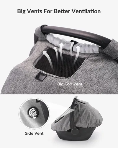 Miniatura 4 de TinlyFinly Funda impermeable para asiento de coche para bebé, funda de lluvia para asiento de coche de 2 capas con ventana transparente y parasol