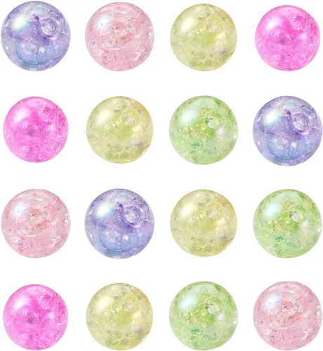 Miniatura 11 de Cheriswelry Cuentas acrílicas de color mixto para poni, espaciador suelto de plástico grueso, bolas de chicle, espaciador para pulseras, collares