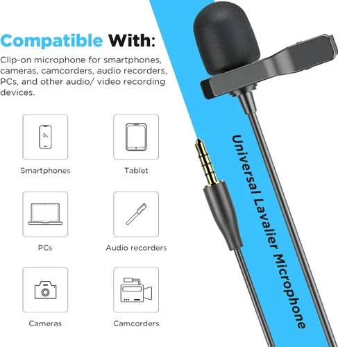Miniatura 5 de BOYA BY-M1S Micrófono de solapa Lavalier profesional Micrófono de condensador omnidireccional para iPhone Android Smartphone Cámara DSLR
