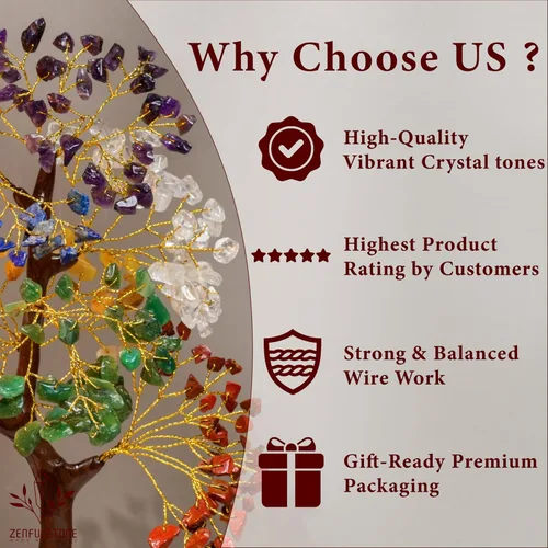 Miniatura 5 de Árbol de cristal de 7 chakras, árbol curativo de piedras preciosas para energía positiva, decoración de árbol de cristal para oficina en casa, árbol