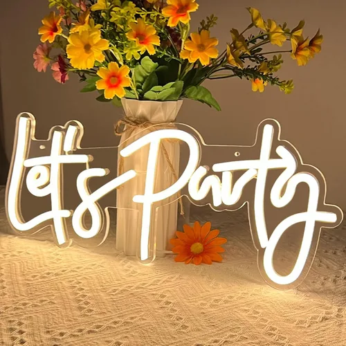 Miniatura 7 de Letrero de neón de Let's Party, luces LED de neón para decoración de pared de dormitorio, luces decorativas artísticas para despedida de soltera