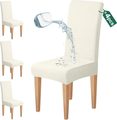 Miniatura 13 de Dioxide Juego de 4 fundas impermeables para sillas de comedor, fundas elásticas para sillas de comedor, fundas para sillas Parson, extraíbles