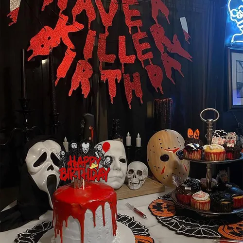 Miniatura 6 de 1 decoración de pastel de terror de Halloween con purpurina para decoración de pastel temática de terror para decoración de pasteles de terror