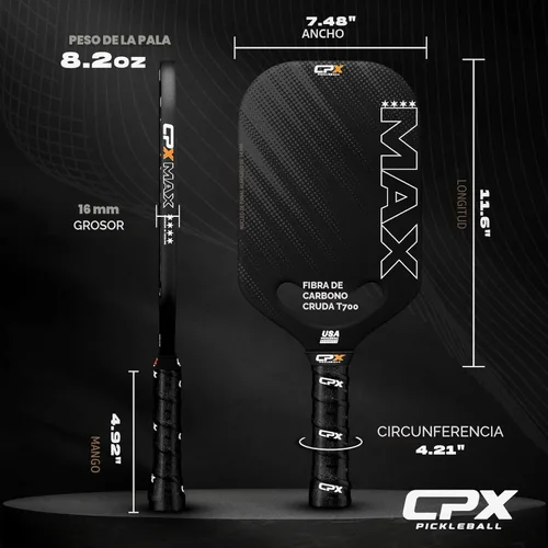 Miniatura 9 de CPX MAX T700 - Raqueta alargada de fibra de carbono cruda, grado profesional Diamante blanco