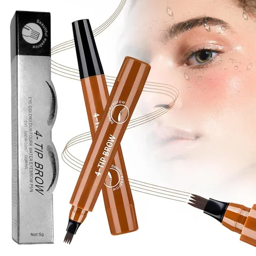 Miniatura 9 de Microblading Lápiz de cejas, lápiz mágico de contorno de cejas 2026 con punta de micro-tenedor, 3D resistente al agua con 4 puntas brocha de carrete