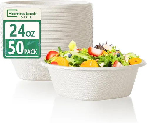 Miniatura 8 de Homestockplus Cuencos desechables de 16 onzas, cuencos de papel pequeños de alta resistencia, hechos de cuencos biodegradables de bagazo natural