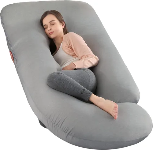 Miniatura 11 de Elover Almohada de embarazo imprescindible para el embarazo, almohada de apoyo de maternidad de cuerpo completo para mujeres embarazadas con funda