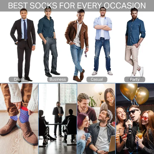 Miniatura 6 de Marino - Calcetines de vestir coloridos para hombre, de algodón con estampado de moda, 12 unidades.