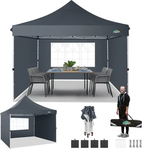 Miniatura 27 de COBIZI Canopy Tienda de campaña desplegable de 10 x 20 pies con 6 paredes laterales, toldo comercial impermeable, glorieta instantánea