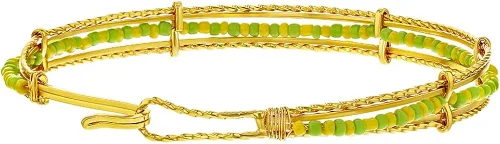 Miniatura 2 de Pulsera de cuentas Babalawo chapada en oro verde y amarillo para mujer hermosa pulsera de orulla chapada en oro elegante joyería de protección