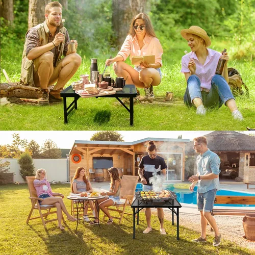 Miniatura 4 de Mesa plegable pequeña para camping, picnic, parrilla, mesa auxiliar de barbacoa de jardín, portátil, ligera, compacta, altura ajustable, mesa